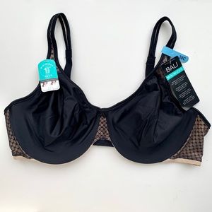 NWT 38C Bali Minimizer Bra, Black/Nude